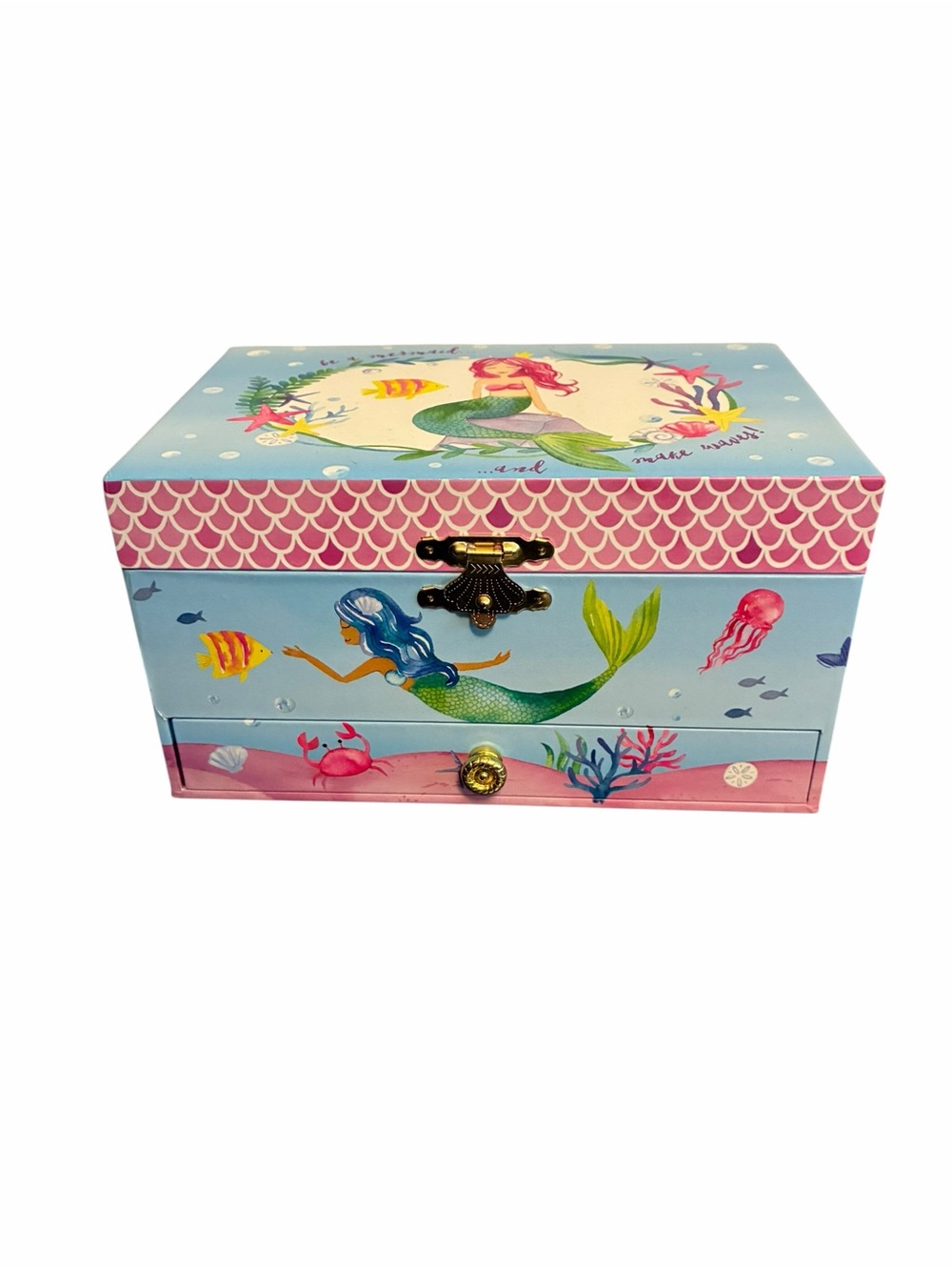 Jewelkeeper Mermaid Musical Jewelry Box Blue Pink Under the Sea Spinning Mermaid